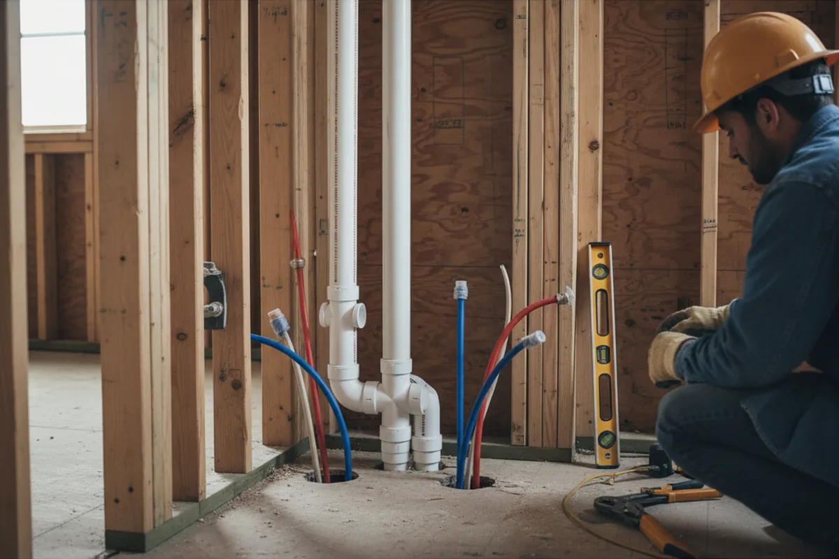 Drain and supply rough-in during Sump Pump Repair in Kankakee