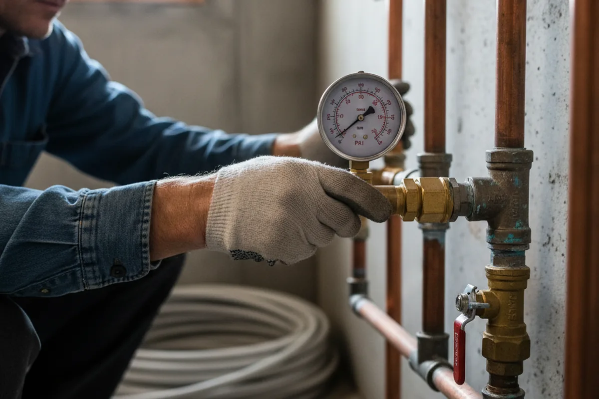 Pressure testing a repaired line during Water Line Repair in Kankakee